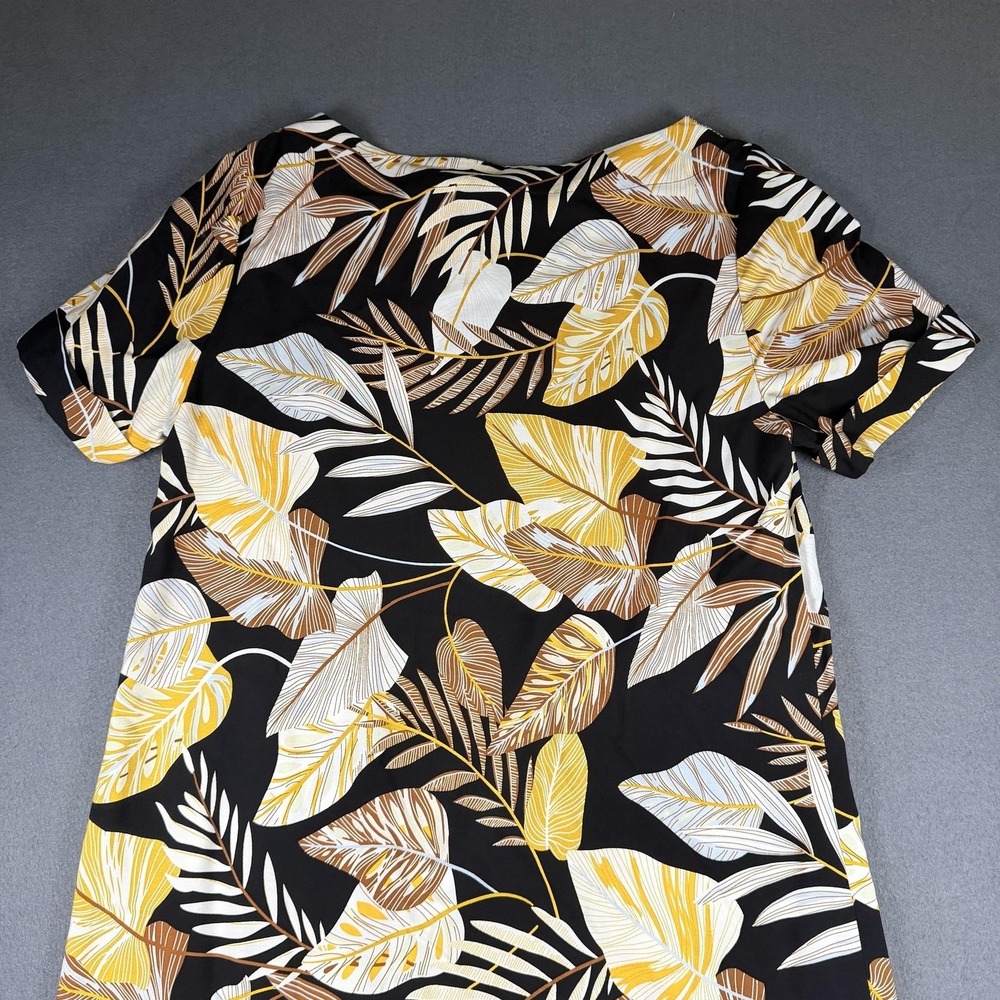 Woolworths T-Shirt Dress Womens Small Black Tropical Leaf Print Knee Length - Picture 13 of 13